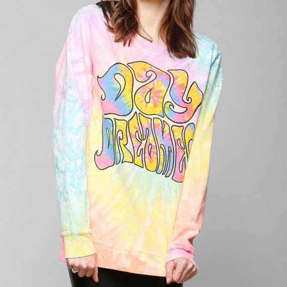 NEW UNIF Daydreamer trippy tie-dye crewneck unisex sweatshirt Size Large - Picture 1 of 7